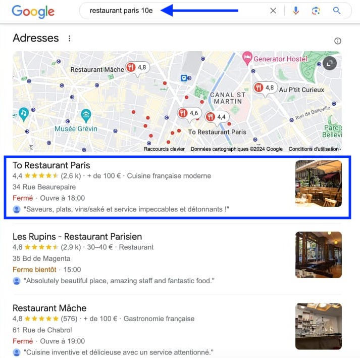 Exemple de SEO local